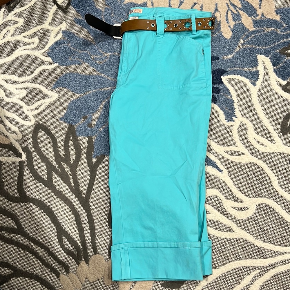 Aqua Faded Glory women’s plus stretch crop pants